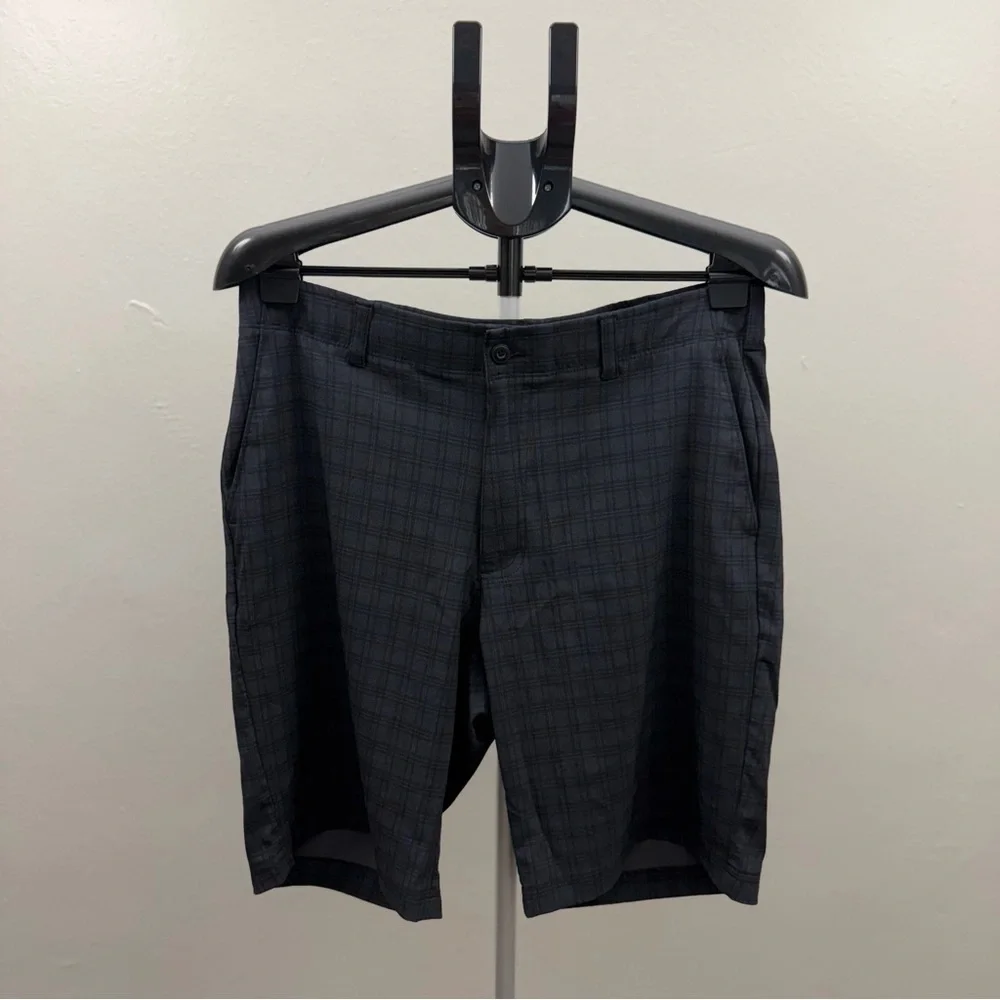 Ben Hogan Golf Shorts Men 34 Gray Plaid Performance Stretch Lightweight